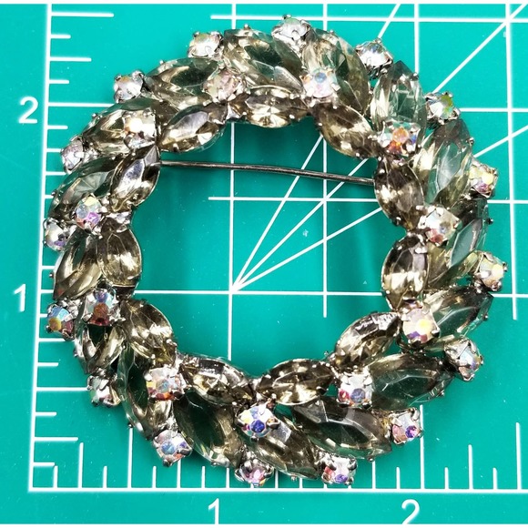 Juliana D & E  2.5 “ Gray AB Aurora Borealis Crystal  DoubleTiered Brooch - Picture 4 of 4